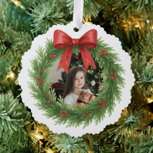 Aquarell-Kranz-Foto Moderne Weihnachten Ornament Karte