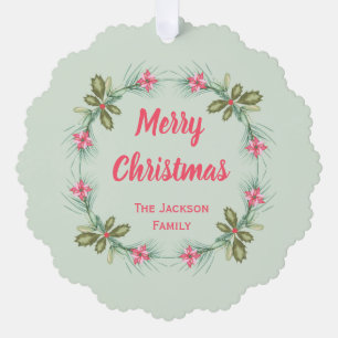 Aquarell-Kranz Frohe Weihnachten Papier-Ornament Ornament Karte