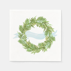 Aquarell-Kranz mit blauem Band Serviette
