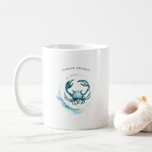 Aquarell Krebs Astrologie Sternzeichen   Monogramm Kaffeetasse