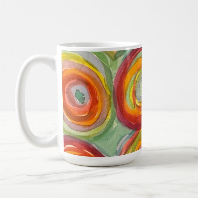 Aquarell-Kreismuster Bunte Abstrakte Kunst Kaffeetasse (Links)