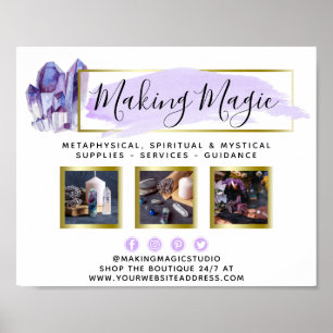 Aquarell-Kristalle & Gold Geometrisches Logo Promo Poster