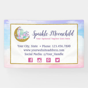 Aquarell Kristalle & Gold Halbmond Boutique Banner