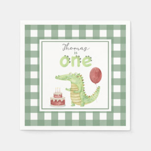 Aquarell Krokodil 1. Geburtstag Serviette