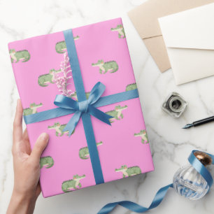 Aquarell-Krokodile auf Rosa Geschenkpapier