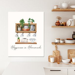 Aquarell-Küche-Boho-Kochzitat Leinwanddruck