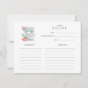Aquarell-Kuchenmischer-Backrezeptkarte Mitteilungskarte