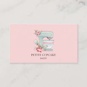 Aquarell-Kuchenmischer-Logo rosa Bäckerei  Visitenkarte