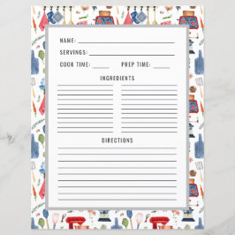 Aquarell Küchenutensilien | Recipe Binder Page