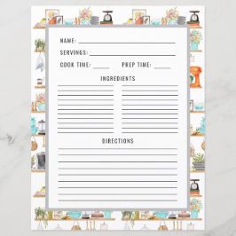 Aquarell Küchenutensilien | Recipe Binder Page