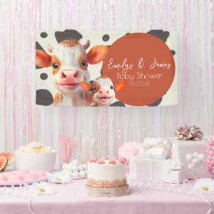 Aquarell-Kuh-Druck-Muster-Baby-Shower Banner