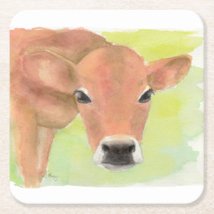 Aquarell-Kuh Rechteckiger Pappuntersetzer