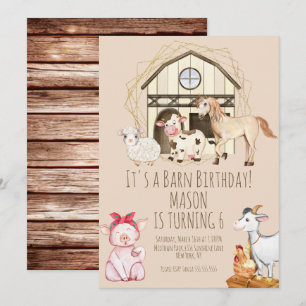 Aquarell-Kuhstall-Tiere-Farm-Geburtstag Einladung
