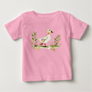 Aquarell-Küken mit vierblättrigem Kleeblatt  Baby T-shirt