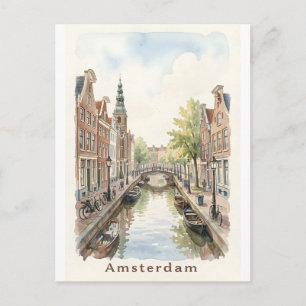 Aquarell-Kunst Amsterdam Postkarte