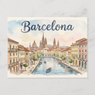 Aquarell-Kunst Barcelona Postkarte