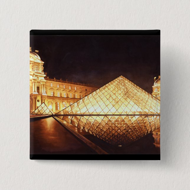 Aquarell-Kunst "Les Lumieres du Louvre" Button (Vorderseite)