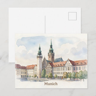 Aquarell-Kunst München Deutschland Postkarte