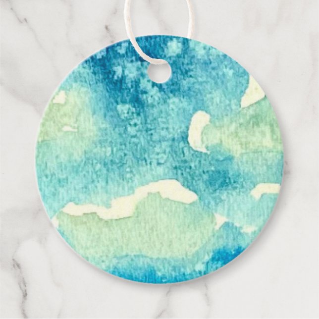 Aquarell-Kunst Wolken Geschenkanhänger (Vorderseite)
