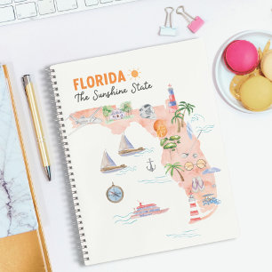 Aquarell-Kunstkarte Kalifornien Reisejournal Notizbuch
