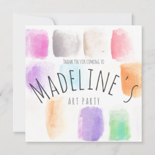 Aquarell-Kunstparty-Geburtstag Bunt Abstrakt Dankeskarte