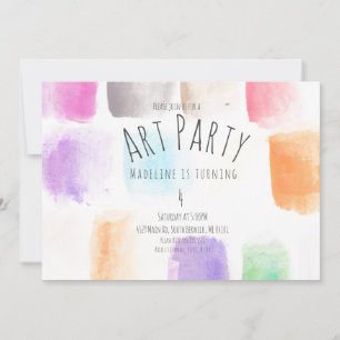 Aquarell-Kunstparty Geburtstag Bunt Abstrakt  Einladung