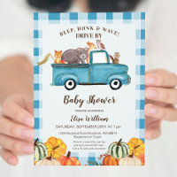 Aquarell-Kürbis-Blauer-LKW-Vorbeifahrt-Baby-Party