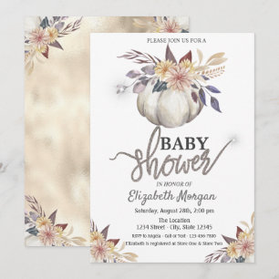 Aquarell-Kürbis-Blumen-Baby-Party Einladung