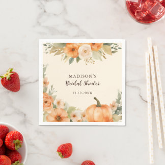 Aquarell-Kürbis-Blumen-Braut-Party Serviette