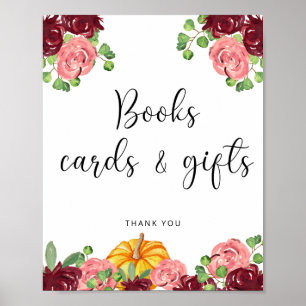 Aquarell-Kürbis-Blumen-Bücher Karten und Geschenke Poster