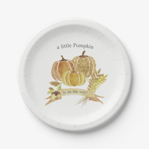 Aquarell-Kürbis-Herbst-Baby-Shower-Papierteller Pappteller