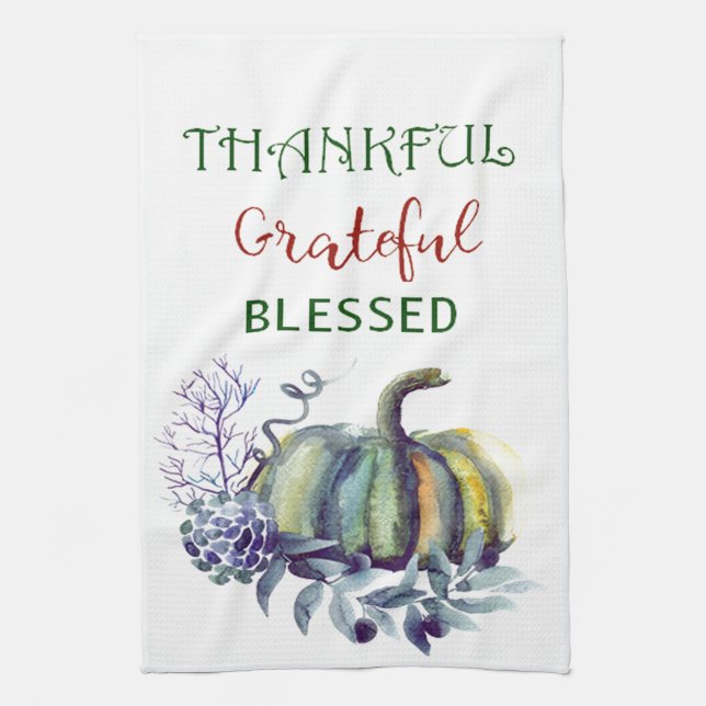 Aquarell-Kürbis-Herbst-Geschirrtuch-Dekor Geschirrtuch (Vertikal)