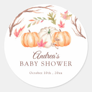 Aquarell-Kürbis-Herbst Herbst-Baby-Party Runder Aufkleber