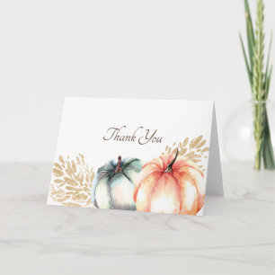 Aquarell-Kürbis Orange Salbei Gold Danke Karte