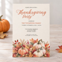 Aquarell-Kürbis-Thanksgiving-Party-Einladung