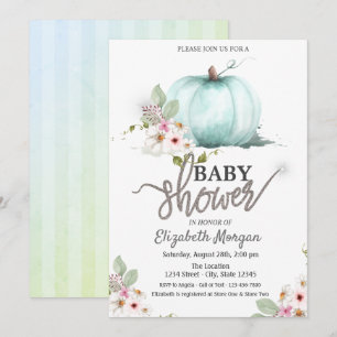 Aquarell-Kürbisblumen gestreifte Babyparty Einladung