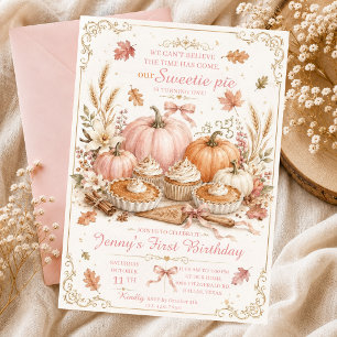 Aquarell-Kürbiskuchen-Sticks Herbst-Cupcakes-Schle Einladung