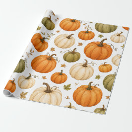 Aquarell-Kürbismuster Herbstkürbisse Geschenkpapier