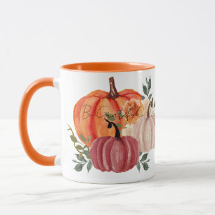 Aquarell-Kürbisse mit individuellem Text  Tasse