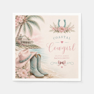 Aquarell, Küsten-Cowgirl-Junggesellinnen-Abschieds Serviette