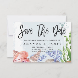 Aquarell-Küsten-Gelübdeerneuerungsfeier Save The Date