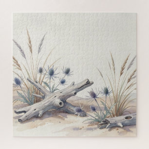 Aquarell-Küsten-Treibholz-Strand-Seeholly Puzzle