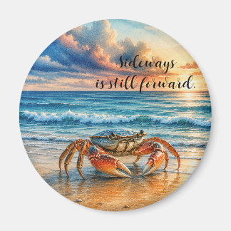 Aquarell Küstenkrebs auf Sandstrand mit Zitat Magnet
