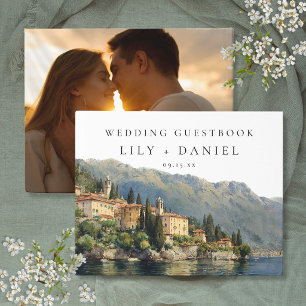 Aquarell-Lake-Como-Italien-Hochzeitsfoto Gästebuch