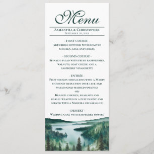 Aquarell Lake Tahoe Elegante Rustikale Hochzeit Menükarte