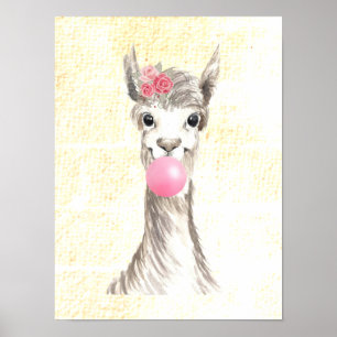 Aquarell-Lama-bläst-Blase-Texturposter Poster