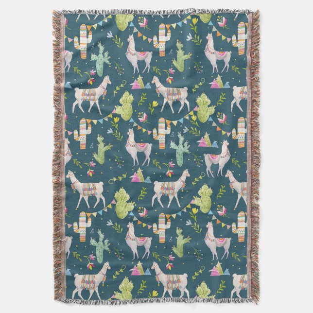 Aquarell-Lama-Flaggen-Muster Decke (Vorderseite Vertikal)