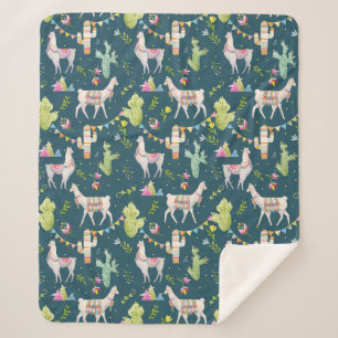 Aquarell-Lama-Flaggen-Muster Sherpadecke