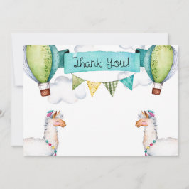Aquarell-Lama-Heißluft-Ballon danken Ihnen zu Dankeskarte