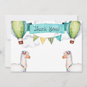 Aquarell-Lama-Heißluft-Ballon danken Ihnen zu Dankeskarte